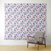 Fijne bloemendesign met marine lavendelbladeren wandkleed (In Situ (horizontaal))