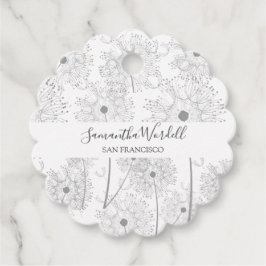 Fijne bloemenillustratie bedankjes labels