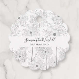 Fijne bloemenillustratie bedankjes labels