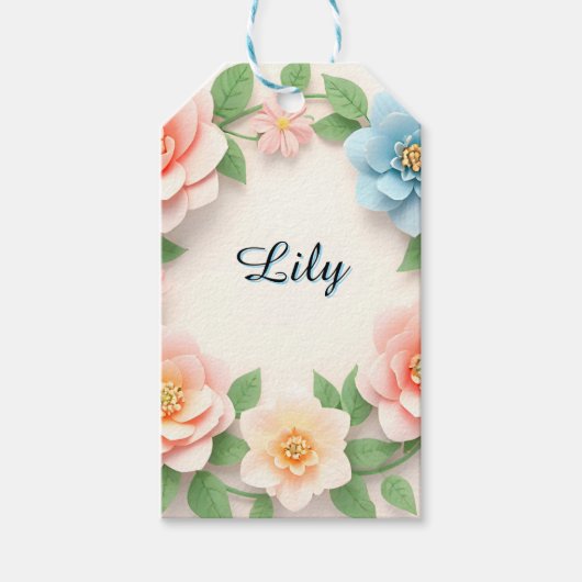 Fijne bloemenkrans cadeaulabel (Voorkant)
