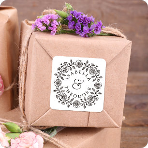 Fijne bloemenkrans Koppelnamen Labels op Maat