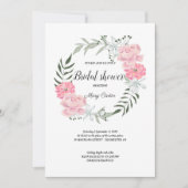 Fijne bloemenkrans, roze pioenrozen kaart (Voorkant)