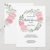 Fijne bloemenkrans, roze pioenrozen kaart (Voorkant / Achterkant)