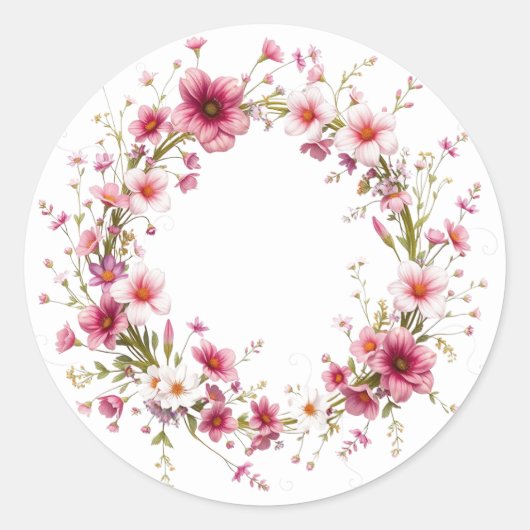 Fijne bloemenkrans roze Stickers (Voorkant)