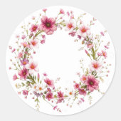 Fijne bloemenkrans roze Stickers (Voorkant)