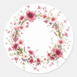 Fijne bloemenkrans roze Stickers