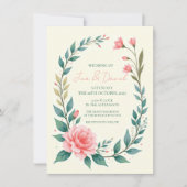 Fijne bloemenslinger uitnodiging (Voorkant)