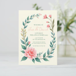 Fijne bloemenslinger uitnodiging
