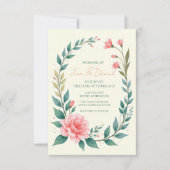 Fijne bloemenslingerinwijding save the date (Voorkant)