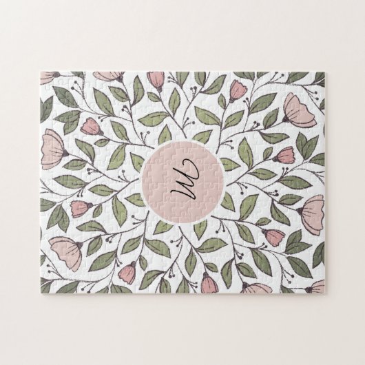 Fijne bloemige aangepaste monogram legpuzzel (Horizontaal)