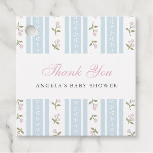 Fijne bloemige baby shower bedank kaartje bedankjes labels