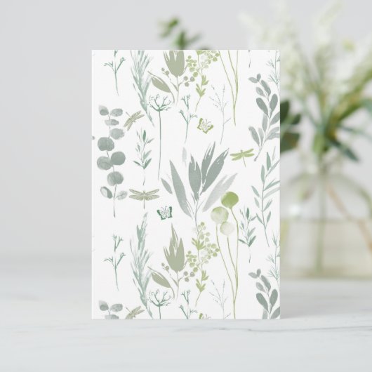 Fijne bloemige custom invite kaart (Staand voorkant)