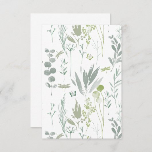 Fijne bloemige custom invite kaart (Voorkant / Achterkant)