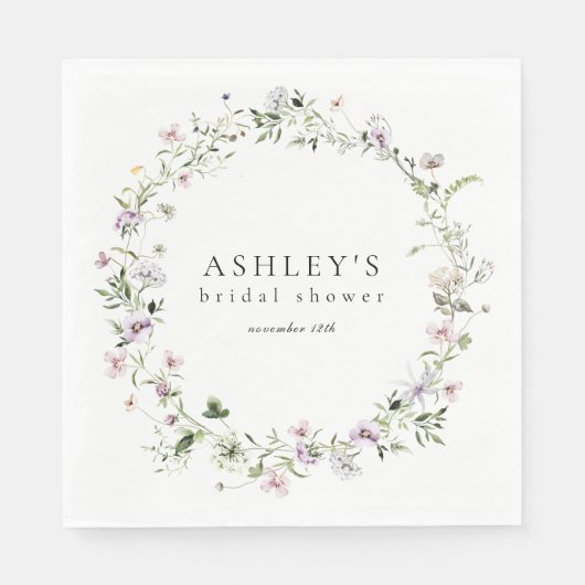 Fijne Bloemige Lavendel Bruiloftsontvangst Servet (Voorkant)
