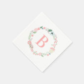 Fijne bloemige monogramkrans servet (Hoek)