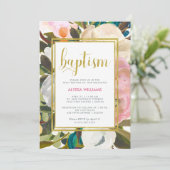 Fijne bloemige Waterverf | doop Kaart (Staand voorkant)