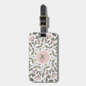 Fijne bloemrijke aangepaste monogram bagagelabel (Voorkant verticaal)