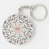Fijne bloemrijke aangepaste monogram  sleutelhanger (Achterkant)