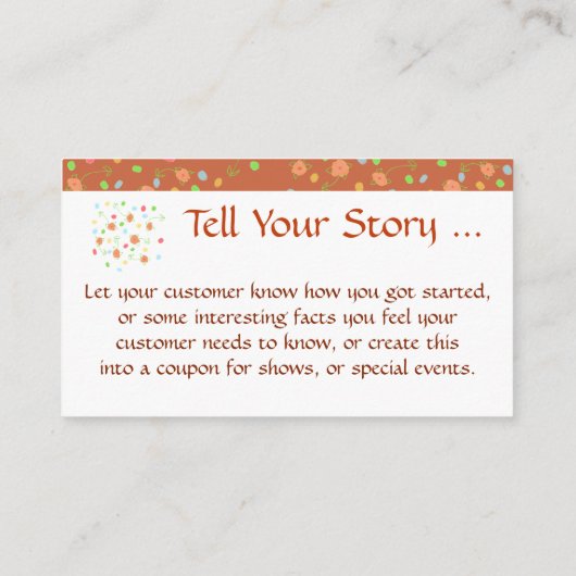 Fijne bloemrijke designer Visitekaartje Kortingskaartje (Achterkant)