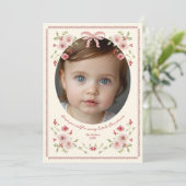 Fijne bloemrijke kerstfoto feestdagenkaart (Staand voorkant)