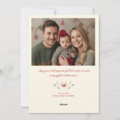 Fijne bloemrijke kerstfoto feestdagenkaart (Achterkant)