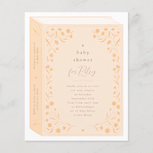 Fijne bloemrijke verhaalmboek baby shower budget (Voorkant)