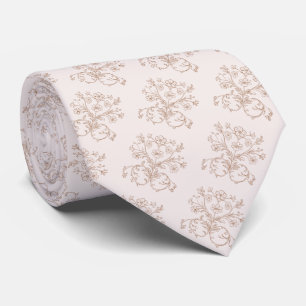 Fijne blush beige floral pattern stropdas