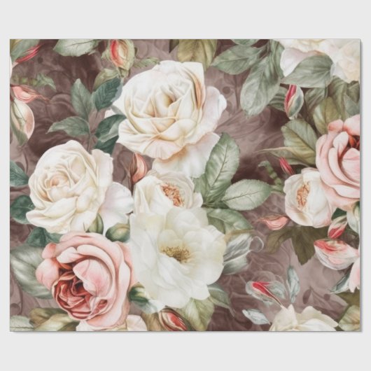 Fijne  Blush roze en witte rozen Cadeaupapier (Vlak)