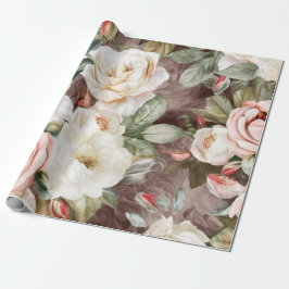 Fijne  Blush roze en witte rozen Cadeaupapier