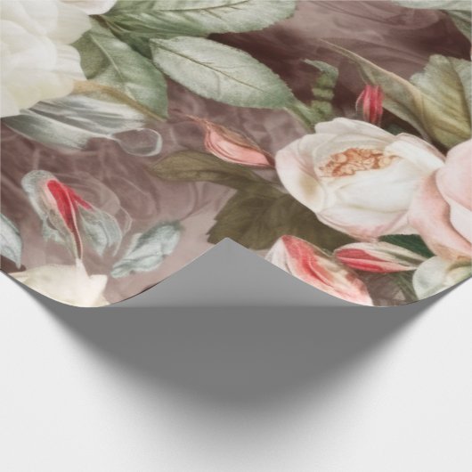 Fijne  Blush roze en witte rozen Cadeaupapier (Hoek)