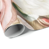 Fijne  Blush roze en witte rozen Cadeaupapier (Rol Hoek)