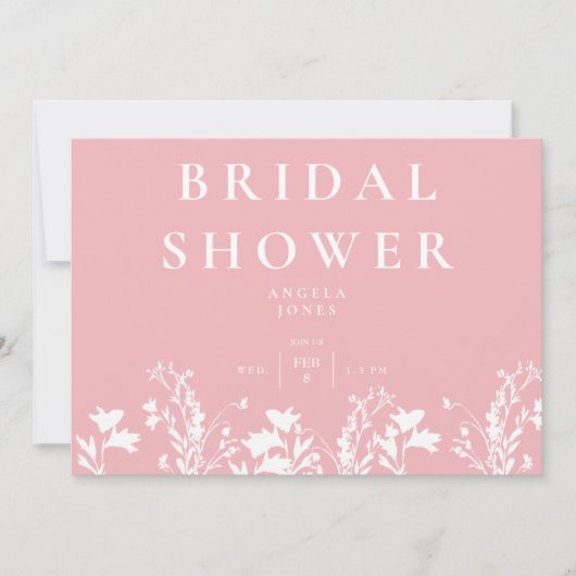 Fijne Blush Witte Wildflower Vrijgezellenfeest Kaart (Voorkant)