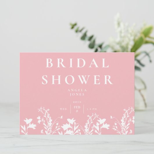 Fijne Blush Witte Wildflower Vrijgezellenfeest Kaart (Staand voorkant)