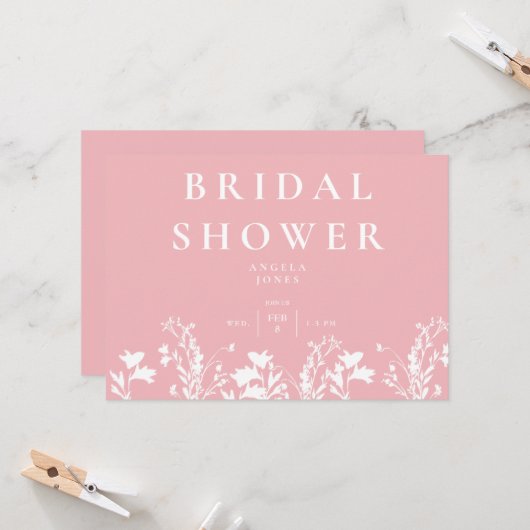 Fijne Blush Witte Wildflower Vrijgezellenfeest Kaart (Voorkant / Achterkant in situ)