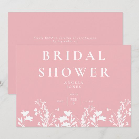 Fijne Blush Witte Wildflower Vrijgezellenfeest Kaart (Voorkant / Achterkant)