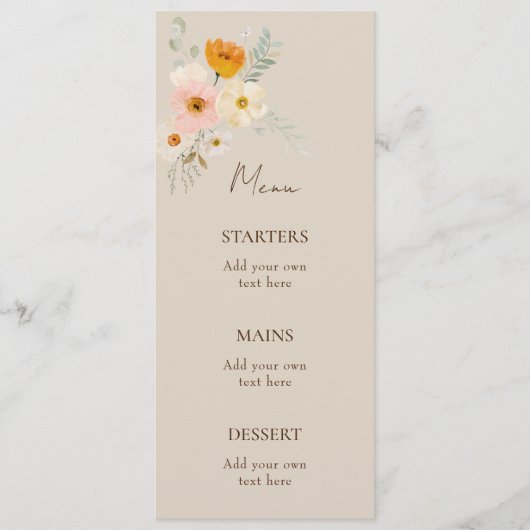 fijne boeket Doop Menu (Voorkant)