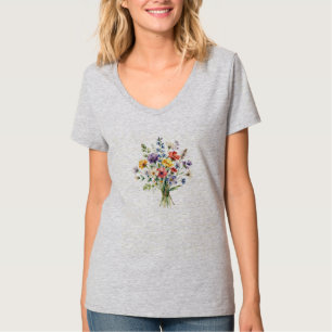 Fijne Boeket Wilde Bloemen Waterverf Illustratie T-shirt