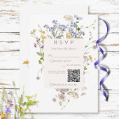 Fijne Boho Wildbloemen Witte Bruiloft QR Code RSVP Kaartje