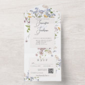Fijne Boho Wildbloemen Witte QR-code All In One Uitnodiging (Binnen)