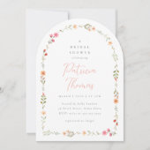 Fijne Boho Wilde Bloemen Boog Bruidsdouche Kaart (Voorkant)