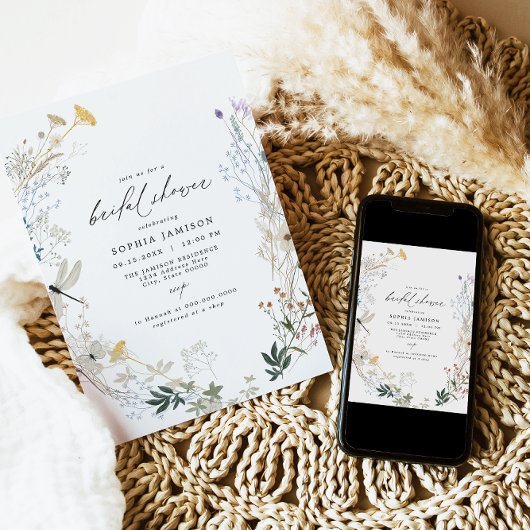 Fijne Boho Wildflower Vlinder Vrijgezellenfeest Kaart