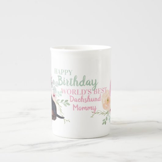 Fijne Bone China DACKEL Moeder Verjaardag Mok (Voorkant)