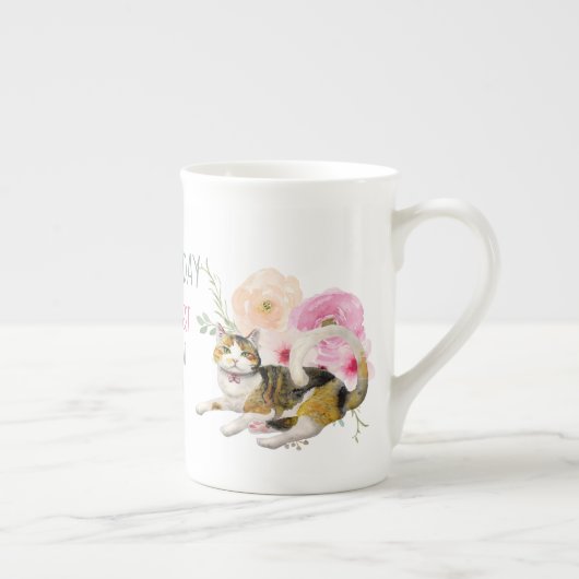 Fijne Bone China KATOENKAT MOEDER Verjaardags Beke Porselein Kop (Rechts)