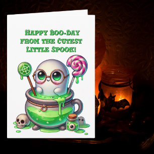 Fijne Boo-dag Cute Ghost-foto Halloween-kaarten Kaart