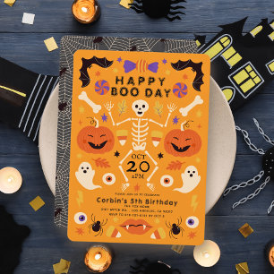 Fijne Boo-dag Skelet & Geesten Halloween Verjaarda Kaart
