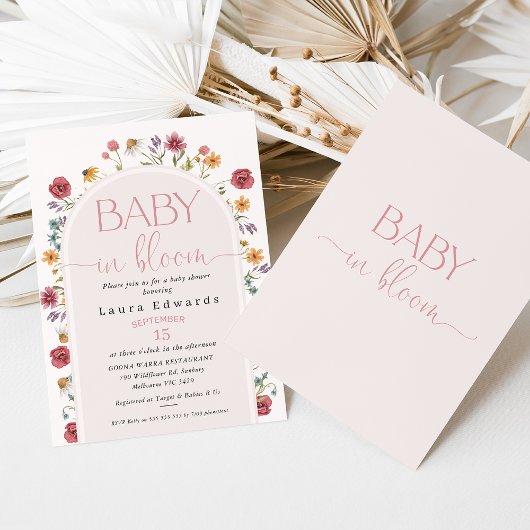 Fijne boog Wildflower Baby shower Kaart