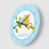 Fijne boomstammen rond de wandklok (blauw) (Hoek)