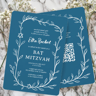 Fijne Botanische Bar Bat Mitswa CUSTOM QR-code Kaart