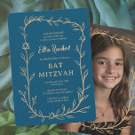 Fijne Botanische CUSTOM FOTO Bar Bat Mitswa Kaart<br><div class="desc">Perfecte kaart om een bat mitswa, bar mitswa of andere Joodse viering aan te kondigen! Hand getekende delicate blad trame art voor u! VOLLEDIG ! Klik hierboven op "Personaliseren" om de tekst te bewerken. Klik op "Bewerken met ontwerpgereedschap" om de lettertypen, kleuren en plaatsingen aan te passen en om uw...</div>