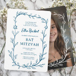 Fijne Botanische CUSTOM FOTO Bar Bat Mitswa Kaart<br><div class="desc">Perfecte kaart om een bat mitswa, bar mitswa of andere Joodse viering aan te kondigen! Hand getekende delicate blad trame art voor u! VOLLEDIG ! Klik hierboven op "Personaliseren" om de tekst te bewerken. Klik op "Bewerken met ontwerpgereedschap" om de lettertypen, kleuren en plaatsingen aan te passen en om uw...</div>